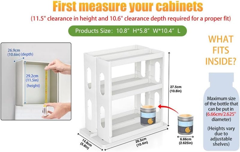 Dutiplus Medicine Organizer 2 Three-Decker Shelves Cabinet Storage Rack Organizer for Holding Vitamins, Supplements Cosmetics 10.82”H x 5.82”W x 10.43”D (Advanced Gray) - Image 2